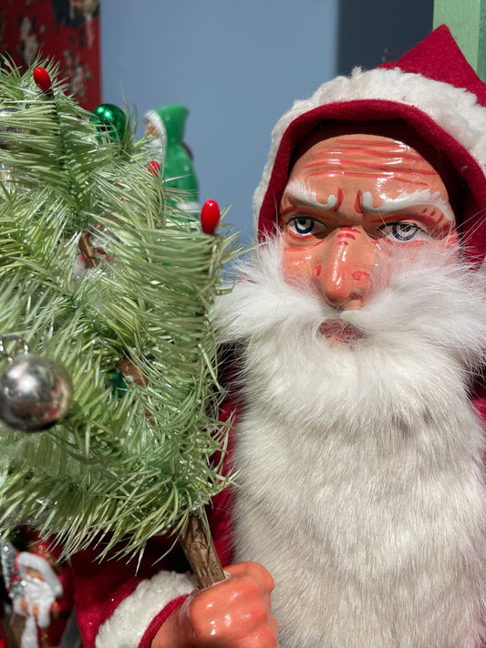 Nostalgic Large Santa Claus with Feather Tree - Bon Ton goods