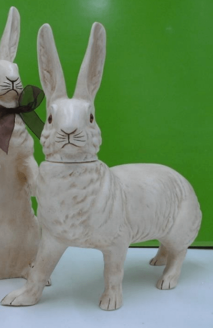 Old Cream Finish Walking Bunny | Ino Schaller - Bon Ton goods