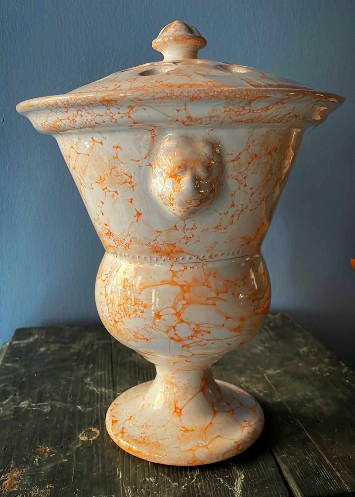 Orange Marbleized Bouquetière - Tulipiere, Lion Tulip Vase – Medium | Handmade Erik Bendtsen Ceramics - Bon Ton goods