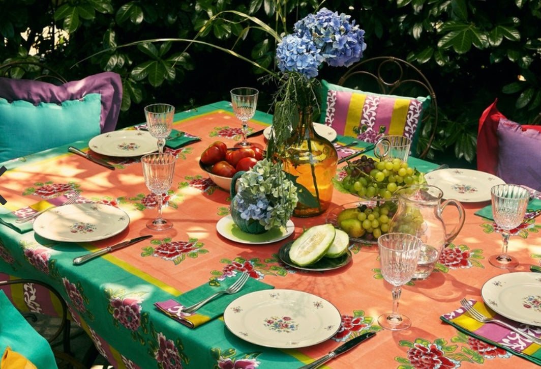 Ortensia Peach Emerald - Cotton Cloth - Bon Ton goods