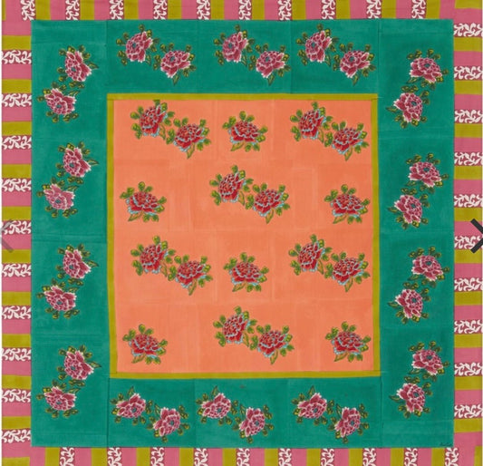 Ortensia Peach Emerald - Cotton Cloth - Bon Ton goods