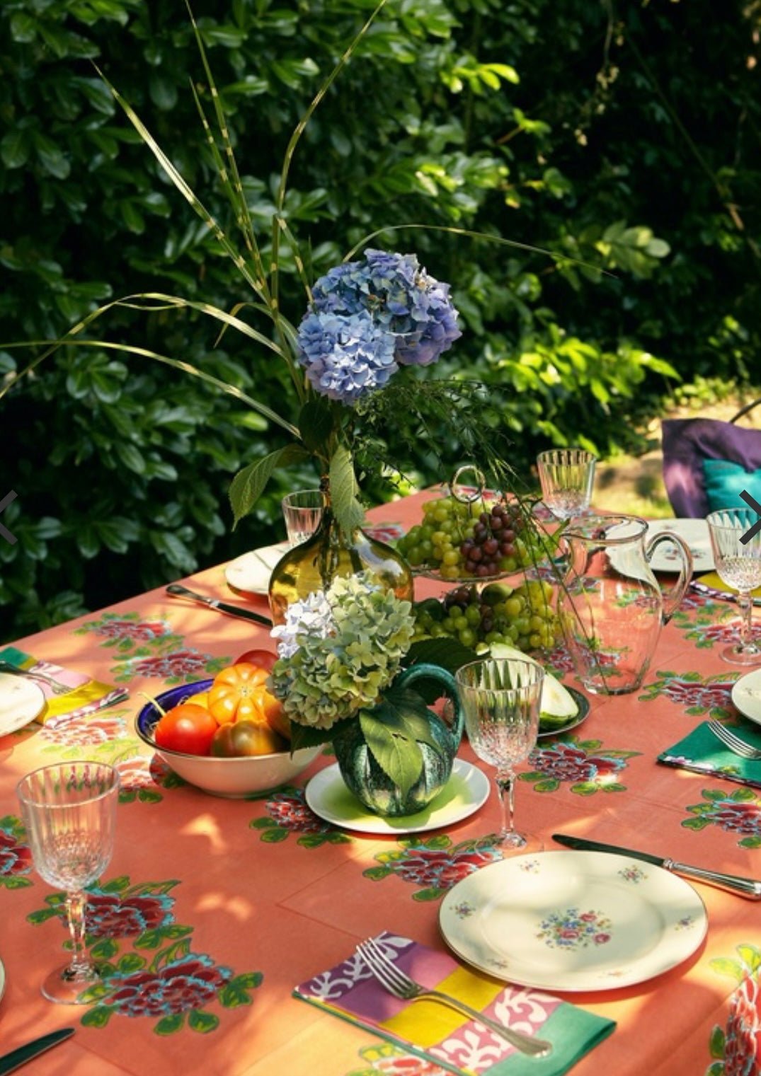 Ortensia Peach Emerald - Cotton Cloth - Bon Ton goods