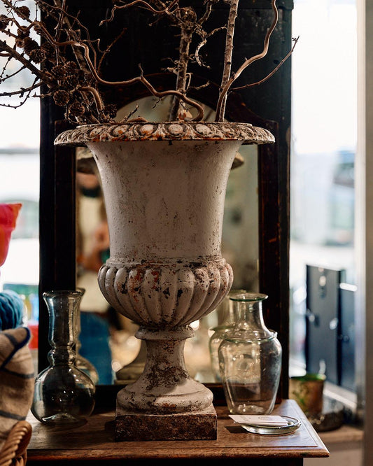 Pair of Antique Belgian Cast Iron Garden Urns, 19th Century - Bon Ton goods