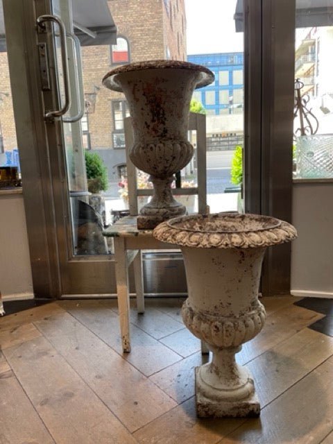 Pair of Antique Belgian Cast Iron Garden Urns, 19th Century - Bon Ton goods