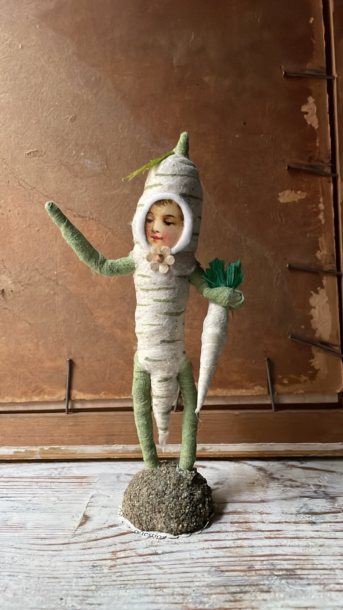 Parsnip Person Figure | Vintage by Crystal Spun Cotton Ornament - Bon Ton goods