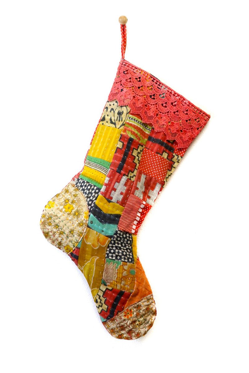 Patch Sari Stocking | Holiday Decor - Bon Ton goods