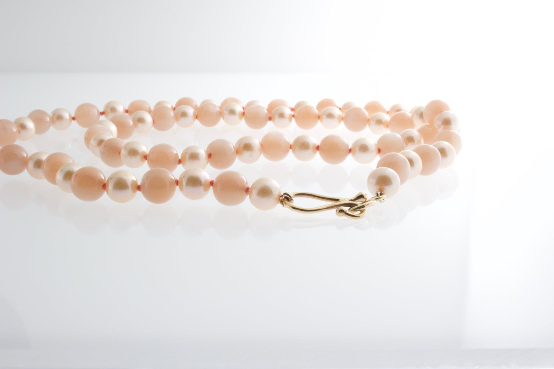 Peach Moonstone and Pink Pearl Necklace - Bon Ton goods