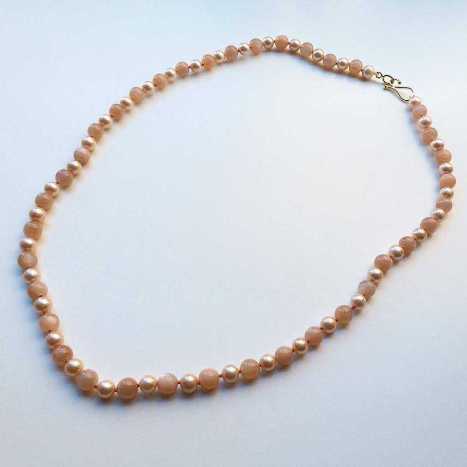 Peach Moonstone and Pink Pearl Necklace - Bon Ton goods