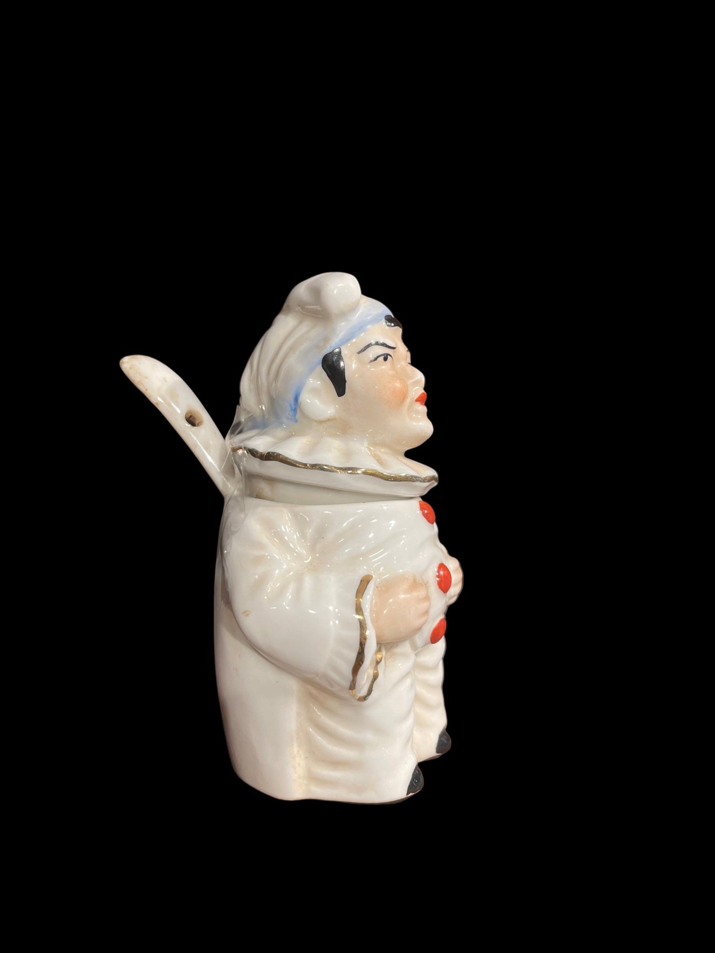 Pierrot Mustard Pot (c. 1900) French Porcelain - Bon Ton goods