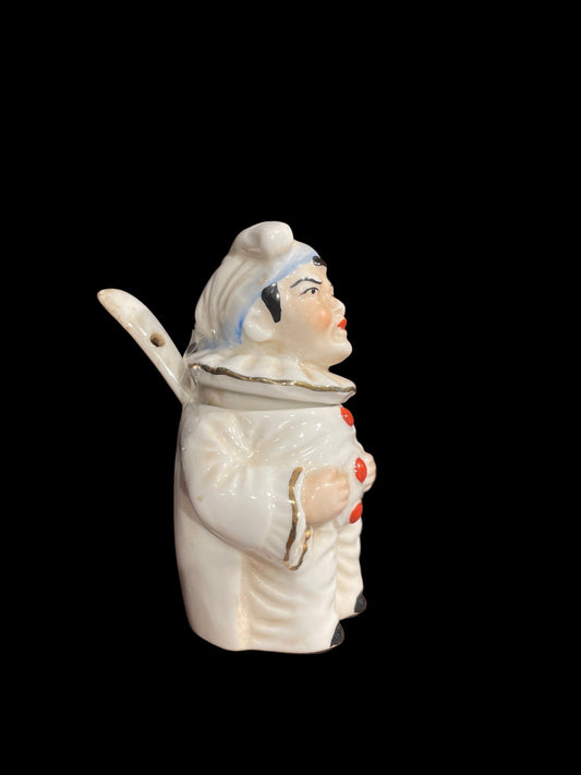 Pierrot Mustard Pot (c. 1900) French Porcelain - Bon Ton goods