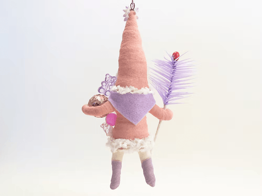 Pink Santa Goose Feather Ornament | Vintage by Crystal Spun Cotton Ornament - Bon Ton goods