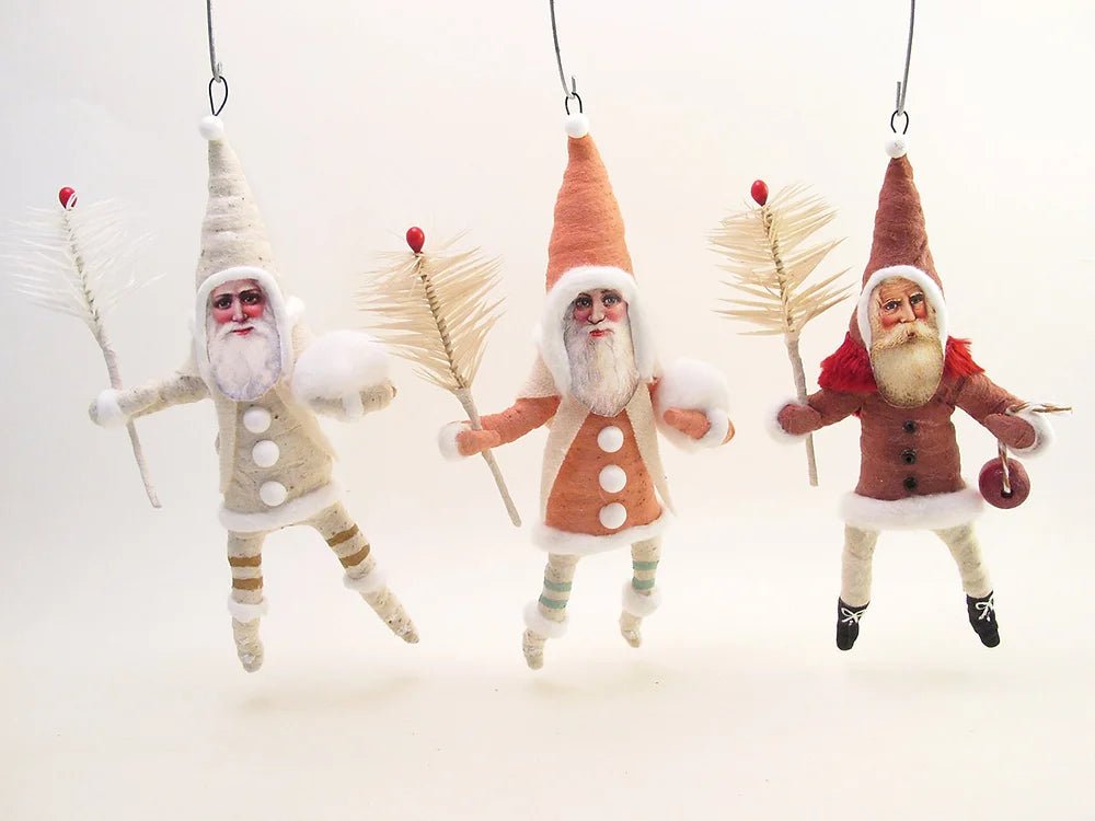 Pink Santa Goose Feather Sprig Ornament - Vintage Inspired Spun Cotton - Bon Ton goods