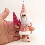 Pink Santa Ornament - Vintage Inspired Spun Cotton - Bon Ton goods