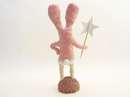 Pink Star Bunny Figure | Vintage by Crystal Spun Cotton Ornament - Bon Ton goods