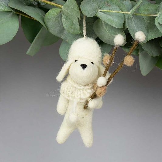 Poodle Dog with Willow Ornament | Christmas Ornament - Bon Ton goods