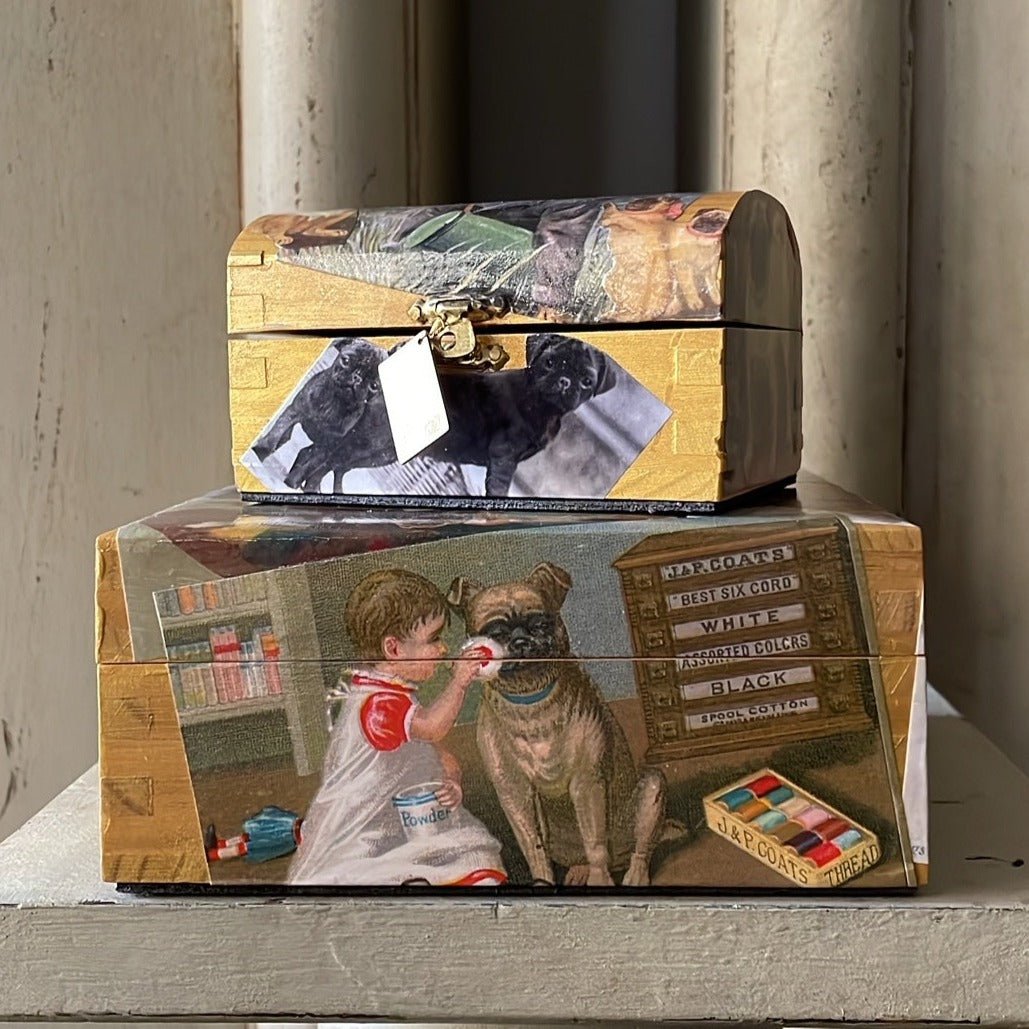 PUG DECOUPAGE BOX #2 - SMALL - Bon Ton goods
