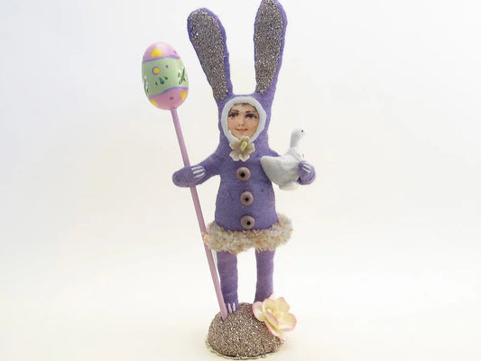 Purple Bunny Child Figure - Vintage by Crystal | Vintage by Crystal Spun Cotton Ornament - Bon Ton goods