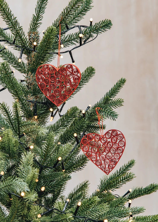Quilled Heart - Christmas Decoration 2-Pack | Christmas Ornament - Bon Ton goods