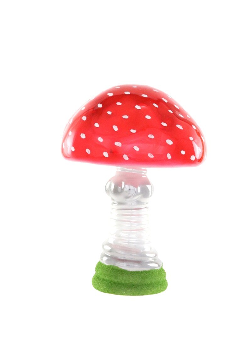 Large red glass mushroom decoration by Cody Foster