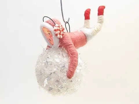 Red Holding On For Dear Life - Vintage Inspired Spun Cotton | Vintage by Crystal Spun Cotton Ornament - Bon Ton goods