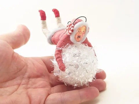 Red Holding On For Dear Life - Vintage Inspired Spun Cotton | Vintage by Crystal Spun Cotton Ornament - Bon Ton goods