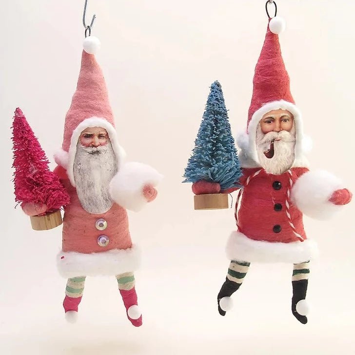 Red Santa Ornament - Vintage Inspired Spun Cotton - Bon Ton goods
