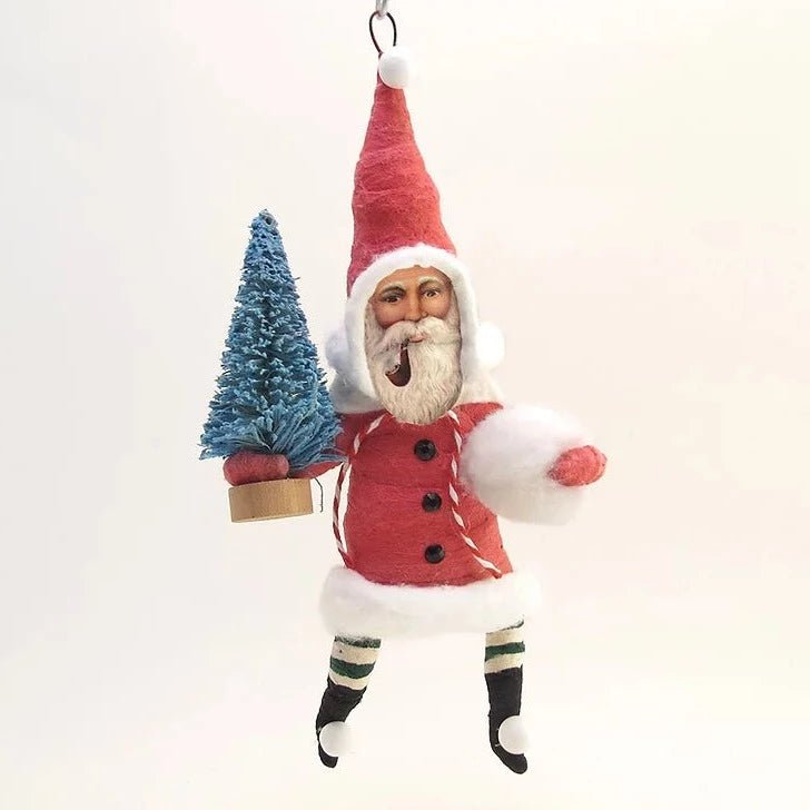 Red Santa Ornament - Vintage Inspired Spun Cotton - Bon Ton goods