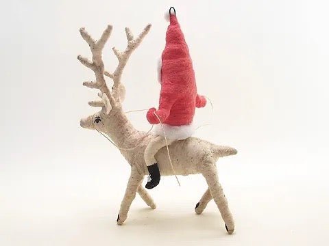 Reindeer Rider - Vintage Inspired Spun Cotton | Vintage by Crystal Spun Cotton Ornament - Bon Ton goods