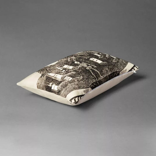 Rest In Peace Skeleton Graveyard Rectangle Throw Pillow | John Derian - Bon Ton goods