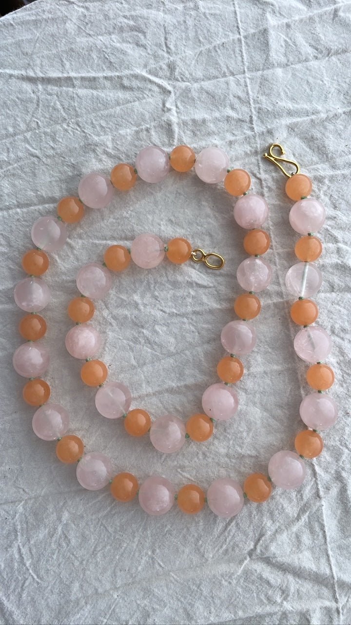 Rose and Orange Quartz Necklace - Bon Ton goods