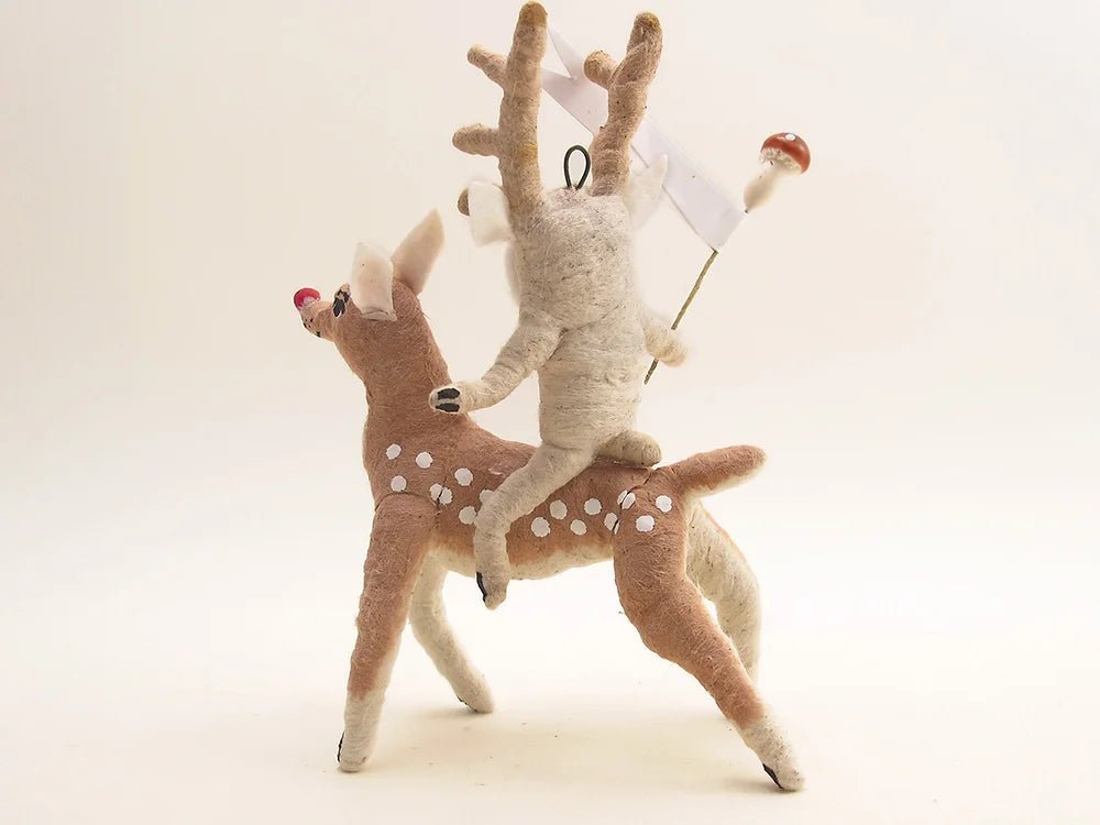 Rudolf Rider - Vintage Inspired Spun Cotton | Vintage by Crystal Spun Cotton Ornament - Bon Ton goods