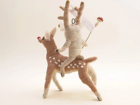 Rudolf Rider - Vintage Inspired Spun Cotton | Vintage by Crystal Spun Cotton Ornament - Bon Ton goods