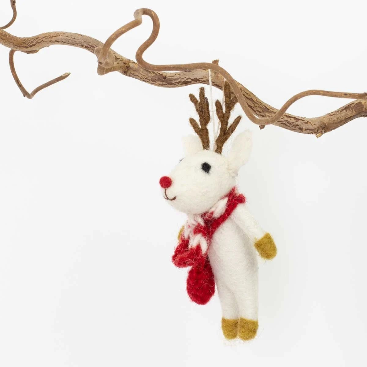 Rudolph with Scarf Christmas Ornament by A World of Craft, Swedish-designed handmade Christmas decoration