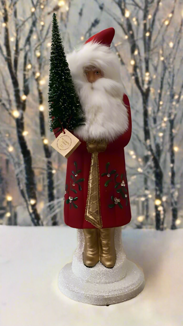 Santa no. 2 - Traditional Red with Gold Trim, and Hand Painted Holly Motif Coat | Ino Schaller