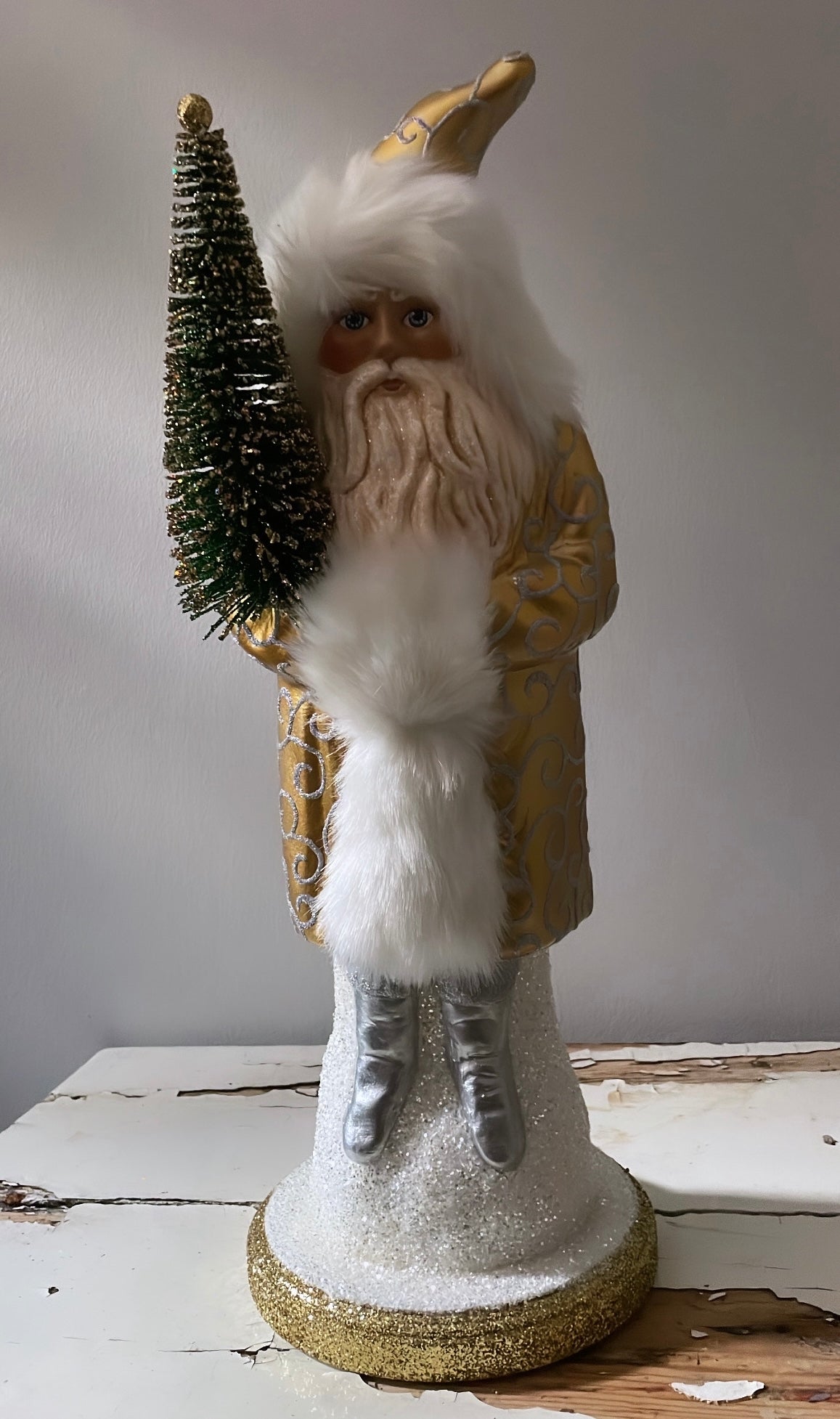 Santa no. 7 - Gold Coat with Hand Painted Motif - Ino Schaller - Bon Ton goods