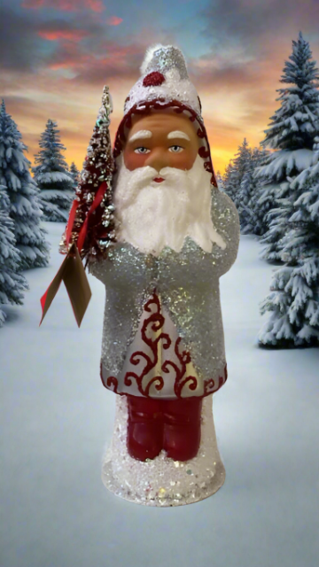 Santa Silver Beaded Coat with Red Trim and Boots - Ino Schaller