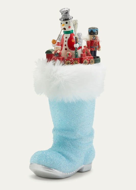 Santa's Baby Blue Beaded Boot | Ino Schaller - Bon Ton goods