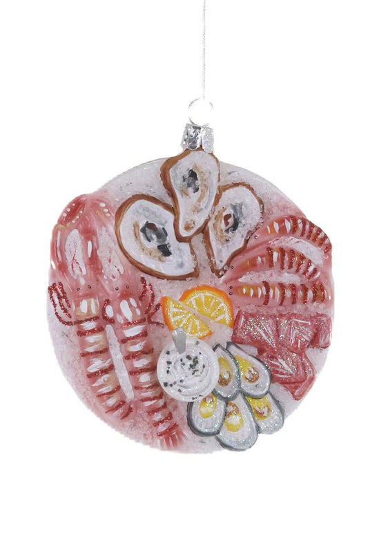 Seafood Tray Glass Christmas Ornament – Luxe Holiday Feast - Bon Ton goods