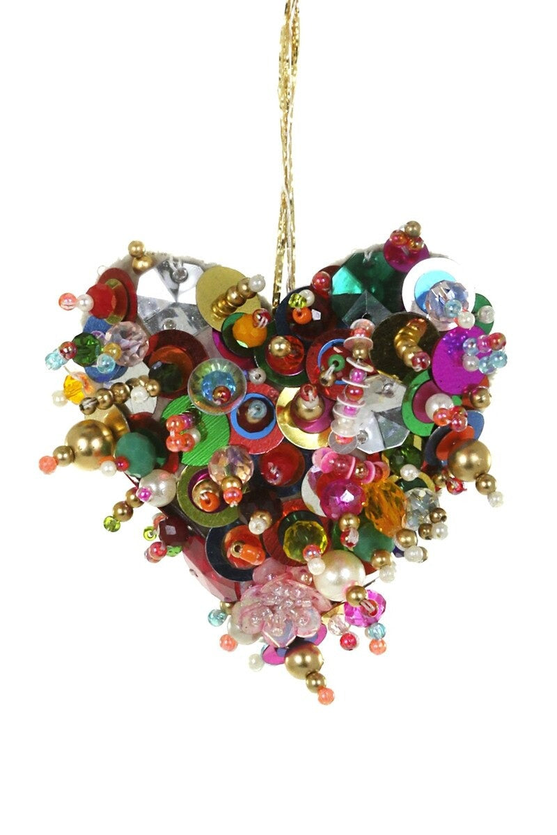 Sequin Heart Christmas Ornament by Cody Foster