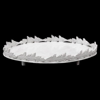 Setsuko Large Oval Leaf Platter with Feet | Astier de Villatte: Exclusive Pre-Order Item - Bon Ton goods