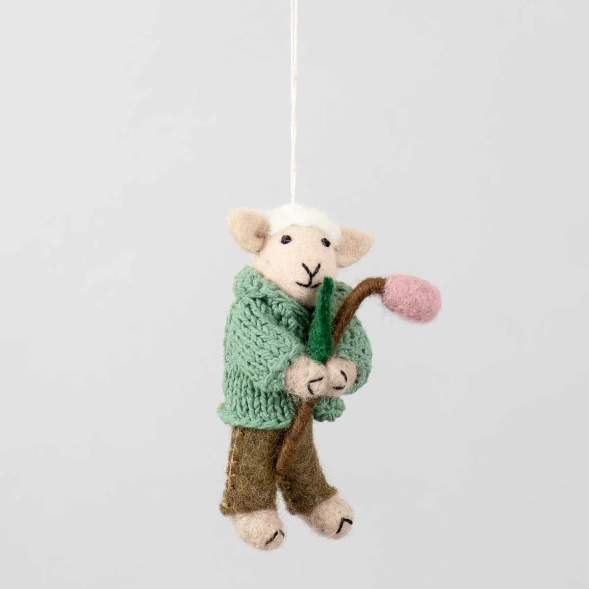 Sheep with Twig - Christmas ornament | Christmas Ornament - Bon Ton goods