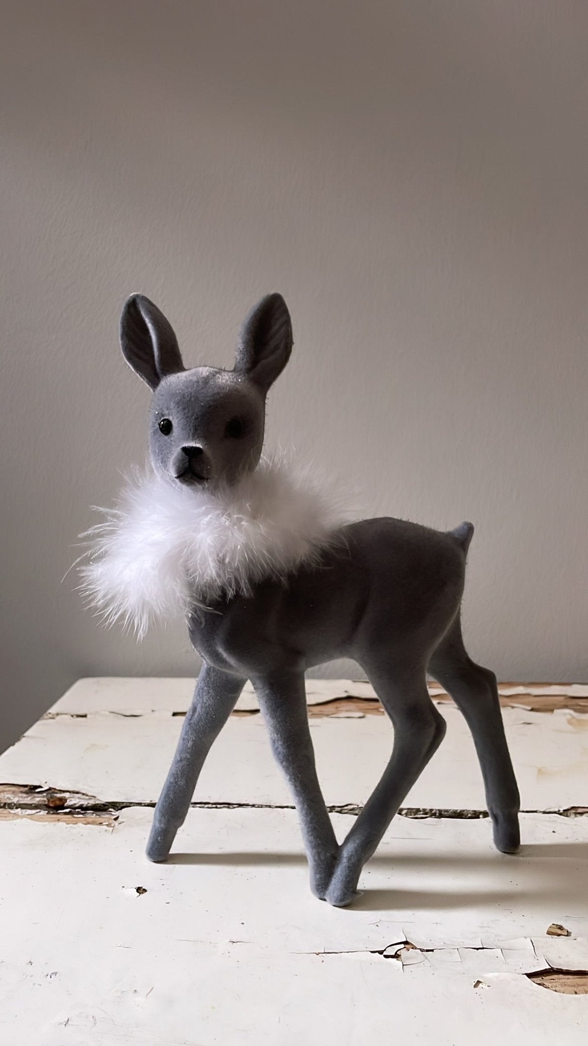 Silver Velvet Bambi with Boa - Bon Ton goods