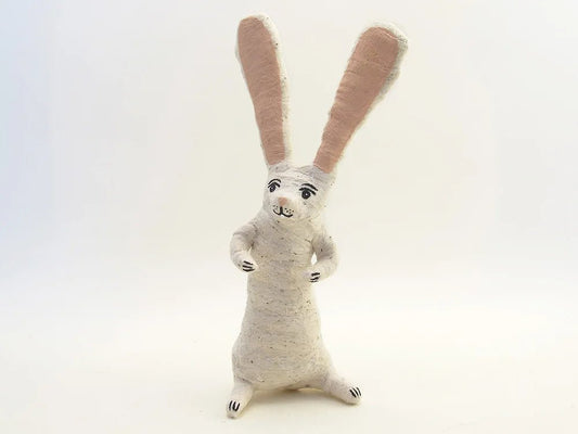 Sitting Bunny Rabbit Figure - Pink | Vintage by Crystal Spun Cotton Ornament - Bon Ton goods