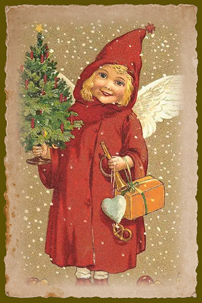 Christmas angel in red cloak