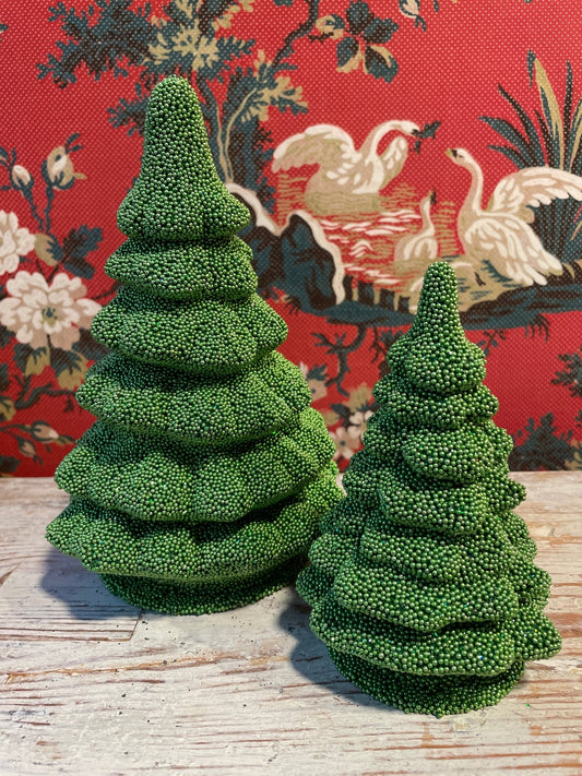 Small Bright Green Christmas Tree - Beaded Papier Mâché | Ino Schaller - Bon Ton goods
