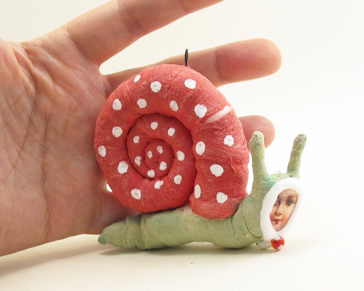 Snail Person -Red Shell Ornament - Vintage by Crystal | Vintage by Crystal Spun Cotton Ornament - Bon Ton goods