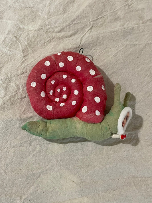 Snail Person -Red Shell Ornament - Vintage by Crystal | Vintage by Crystal Spun Cotton Ornament - Bon Ton goods