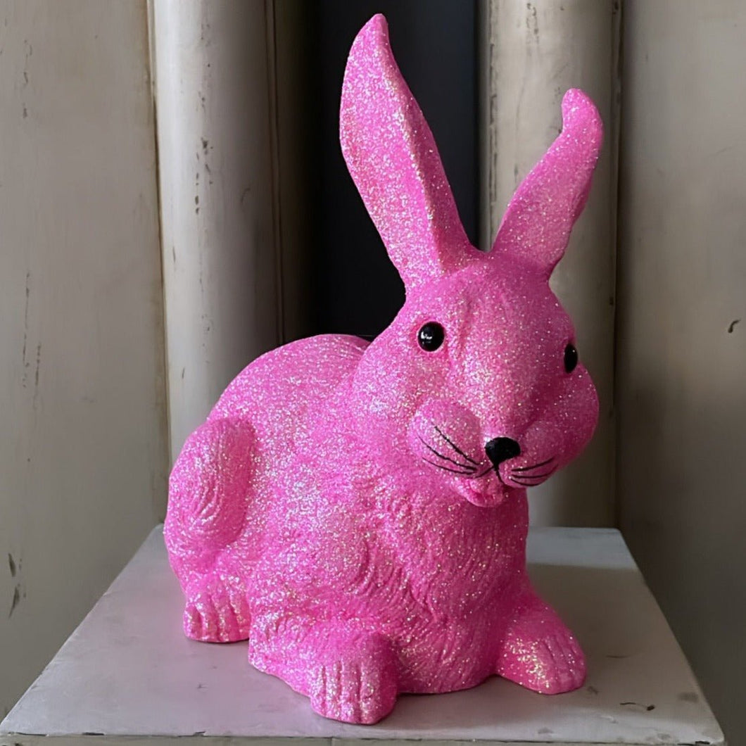 Soft Pink Glitter Large Bunny Lying - Ino Schaller - Bon Ton goods