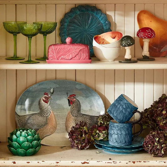 Stoneware Feather Mugs: Set of 4 | John Derian - Bon Ton goods
