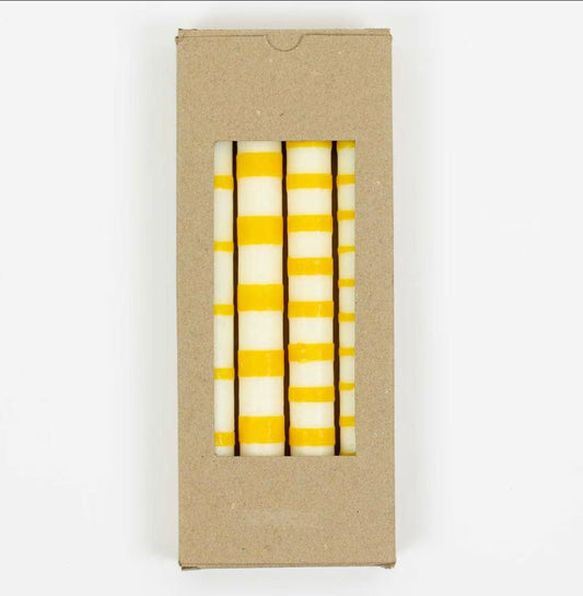 STRIPED CANDLE - YELLOW/WHITE - Bon Ton goods